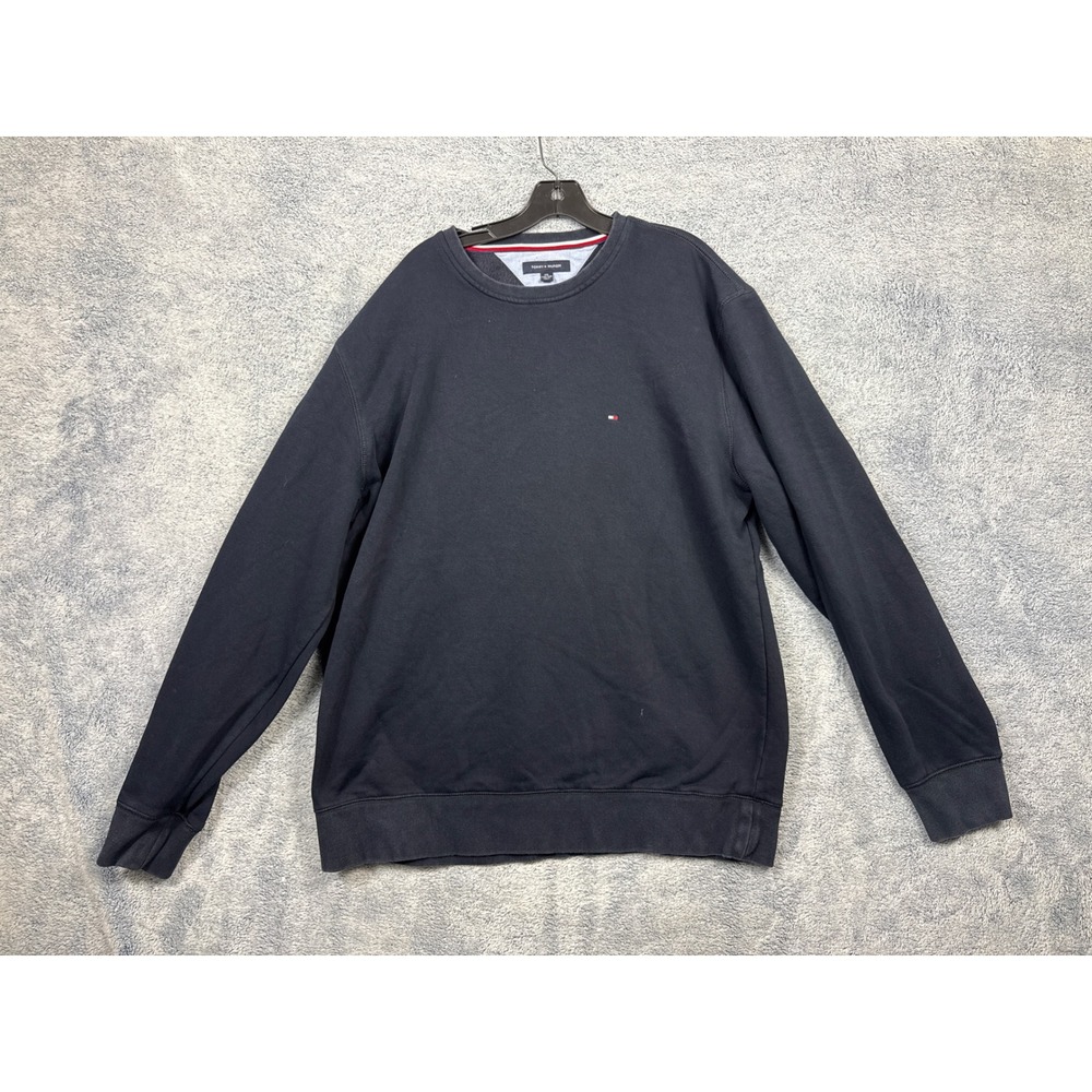 Tommy Hilfiger Mens XXL Navy Blue Crewneck Sweatshirt Fleece Logo Pullover
